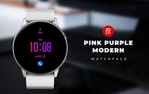 Android application Pink Purple Modern Watch Face screenshort