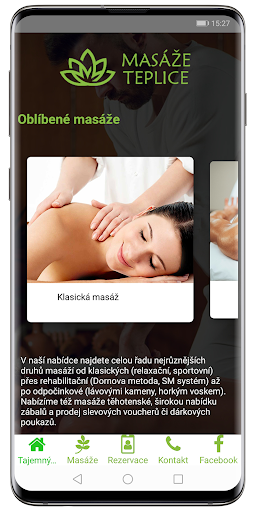 Android application MASÁŽE TEPLICE screenshort