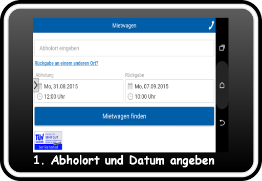 Android application Mietwagen Buchen Vergleich screenshort