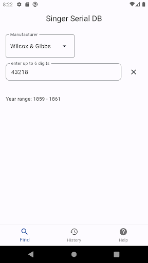 Singer Serial DB Screen 2