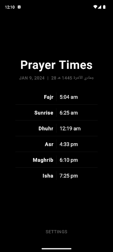 Android application Prayer Times screenshort