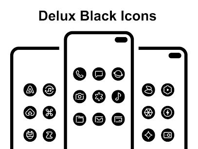 Delux preto redondo pacote de ícones com patch APK 1