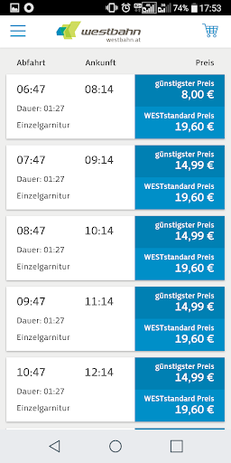 WESTbahn App apktram screenshots 2
