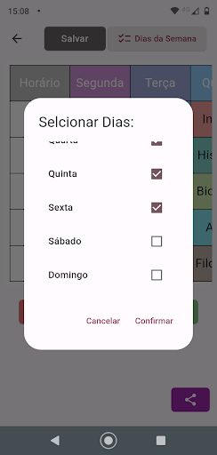 Pro School Class Schedule Screen 2