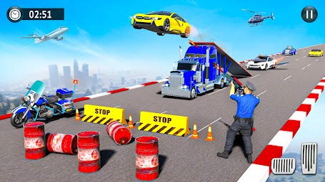 Flying Police Car Stunts Games