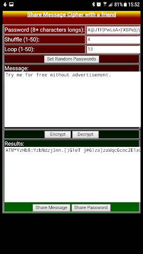 Pats Message Cipher Screen 2