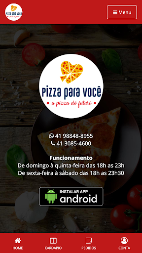 Android application Pizza para você screenshort