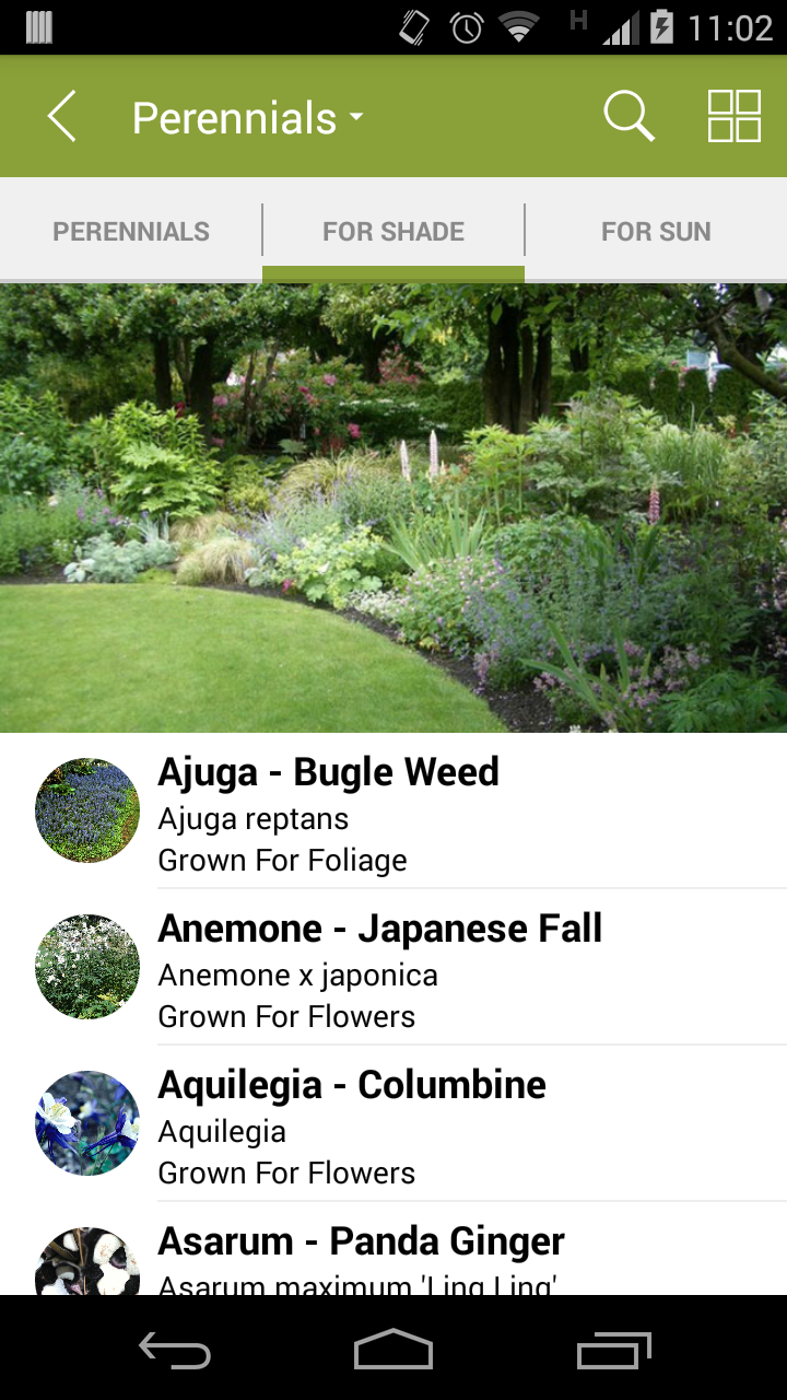 Android application Armitage’s Great Garden Plants screenshort
