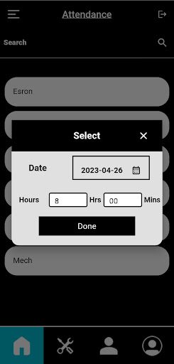 Android application Mechanics performance Tracking screenshort