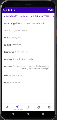 Android application Dicionário Kawahiva screenshort