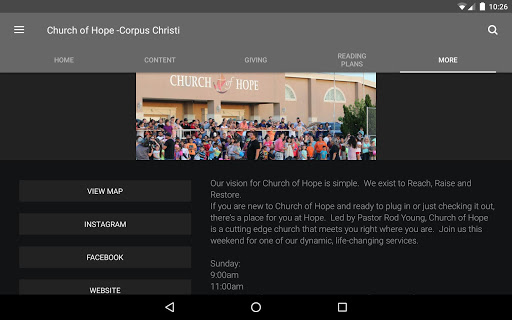 Screenshot of Church of Hope CC