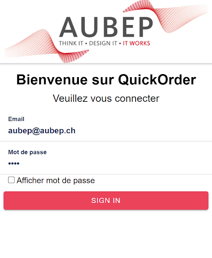 Android application AUBEP ERP - QuickOrder screenshort