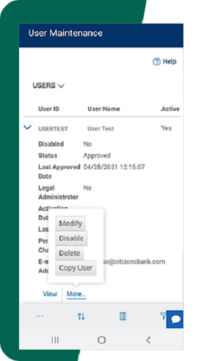 Screenshot of accessOPTIMA® Mobile