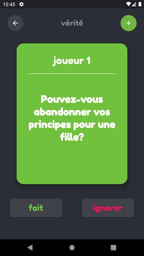 Android application Action ou Vérité screenshort