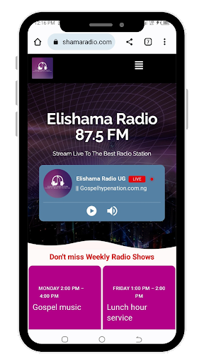 Android application Elishama Radio screenshort