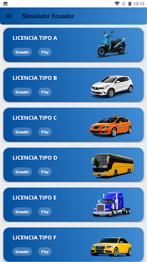 Android application Simulador examen 2024 Ecuador screenshort