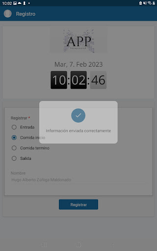 App Reloj checador Screen 2