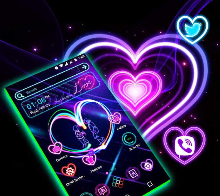 Neon Heart Launcher Theme - 5.0 - (Android)