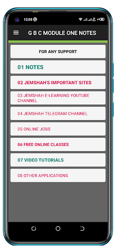 Android application G B C Module 3 Notes screenshort