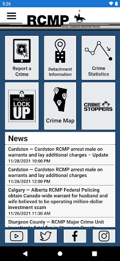 Android application Alberta RCMP screenshort