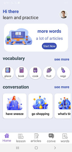 Android application Wingo لتعلم الإنجليزية screenshort