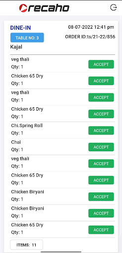Recaho Kitchen App Screen 2