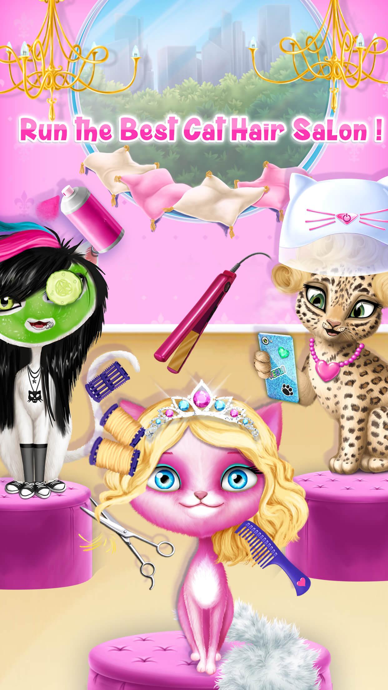 Android application Cat Hair Salon Birthday Party - Virtual Kitty Care screenshort