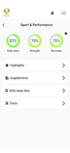 Android application 4GOLD DNA screenshort