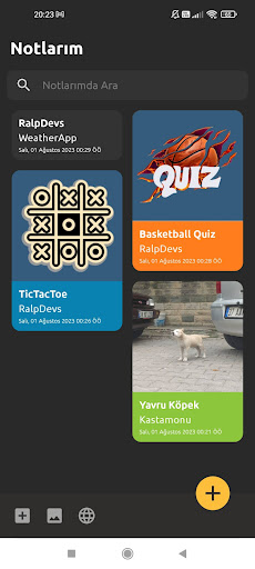 Android application Not Defterim screenshort