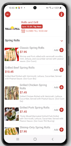 Rolls and Grill Screen 3