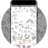 Cute Unicorn Cartoon Theme with Rainbow Wallpaper icon