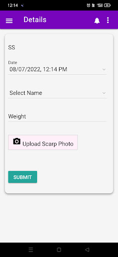 Scrap Management System Screen 2