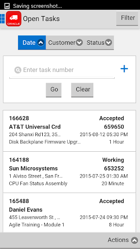 Oracle Mobile Field Service Screen 2