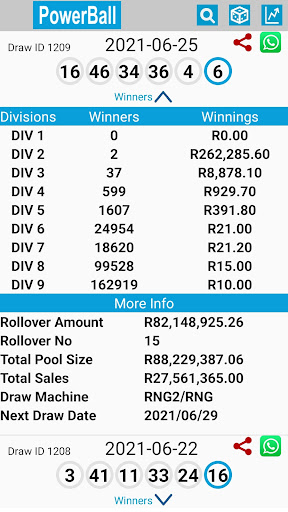SA Lotto | Powerball | Results Screen 2