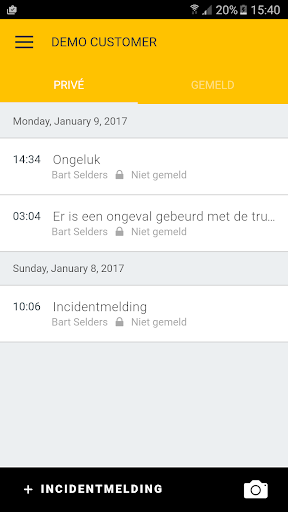 Android application Incident reporting & followup screenshort