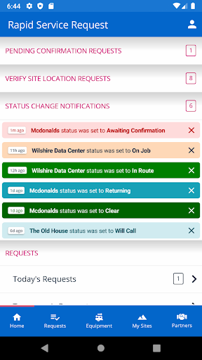 Android application Rapid Service Request screenshort