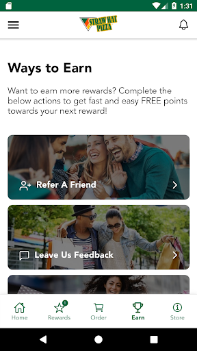 Android application Straw Hat Pizza SJ Rewards screenshort