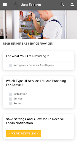 Just Experts - Service Partner Screen 3