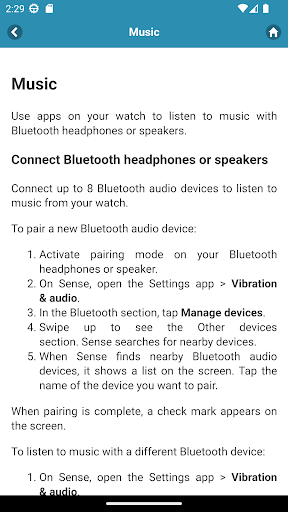 Android application User guide for Fitbit Sense screenshort