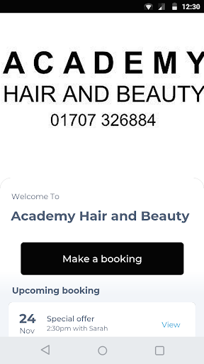 Android application Academy Hair and Beauty screenshort