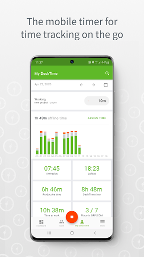 DeskTime Mobile Time Tracker Screen 2