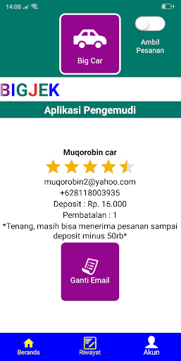 BIGJEK Pengemudi Mobil Screen 3