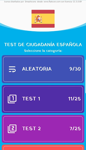 Android application Test de Ciudadanía Española screenshort