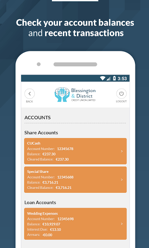 Blessington Credit Union Screen 2