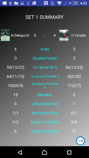 Tennis Score & Card Screen 2