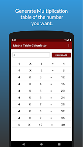 Math Table Calculator Unknown