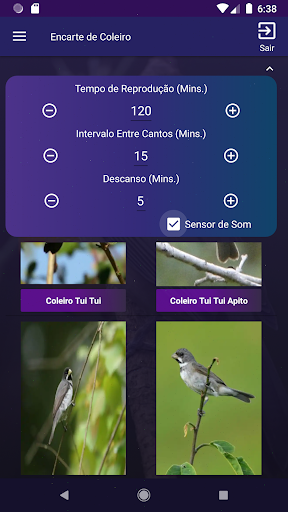 Android application Treino e encarte de Coleiro screenshort