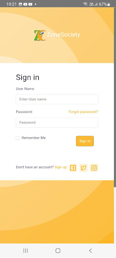 Android application Zone Society screenshort