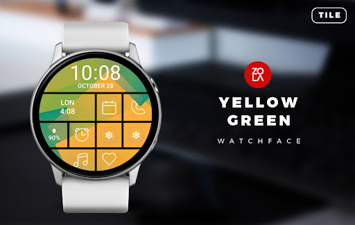 Android application Yellow Green Tile Watch Face screenshort
