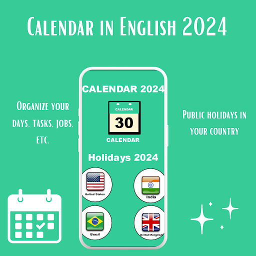 Android application Calendar in English 2024 screenshort